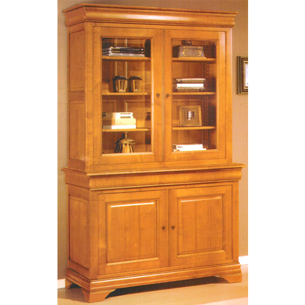Bibliothèque 2 portes Louis Philippe Merisier massif