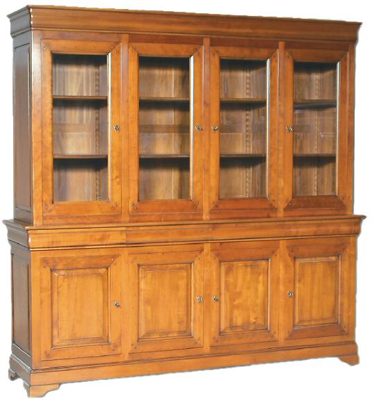 Bibliothèque 4 portes - Merisier massif